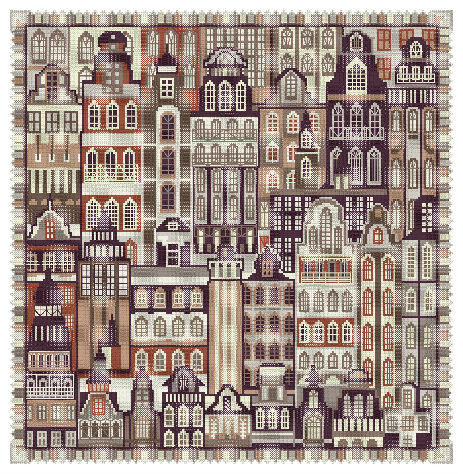 Cross Stitch Pattern Patchwork Dutch City Simple Embroidery PDF Instant Download 104 2 Cross Stitch Pattern Patchwork Dutch City Simple Embroidery PDF Instant Download 104 - Image 2