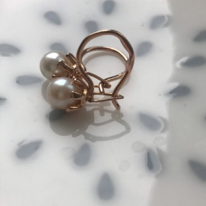 Elegant 14K Vintage Earrings Pearls Original USSR 583 Rose Gold