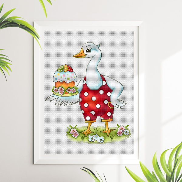 Easter goose cross stitch pattern PDF, spring cross stitch