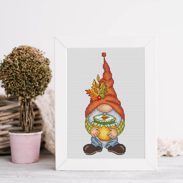 thanksgiving gnome cross stitch pattern