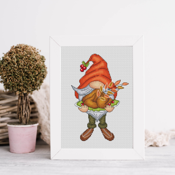 thanksgiving gnome cross stitch pattern