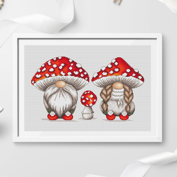 Amanita gnomes cross stitch pattern pdf