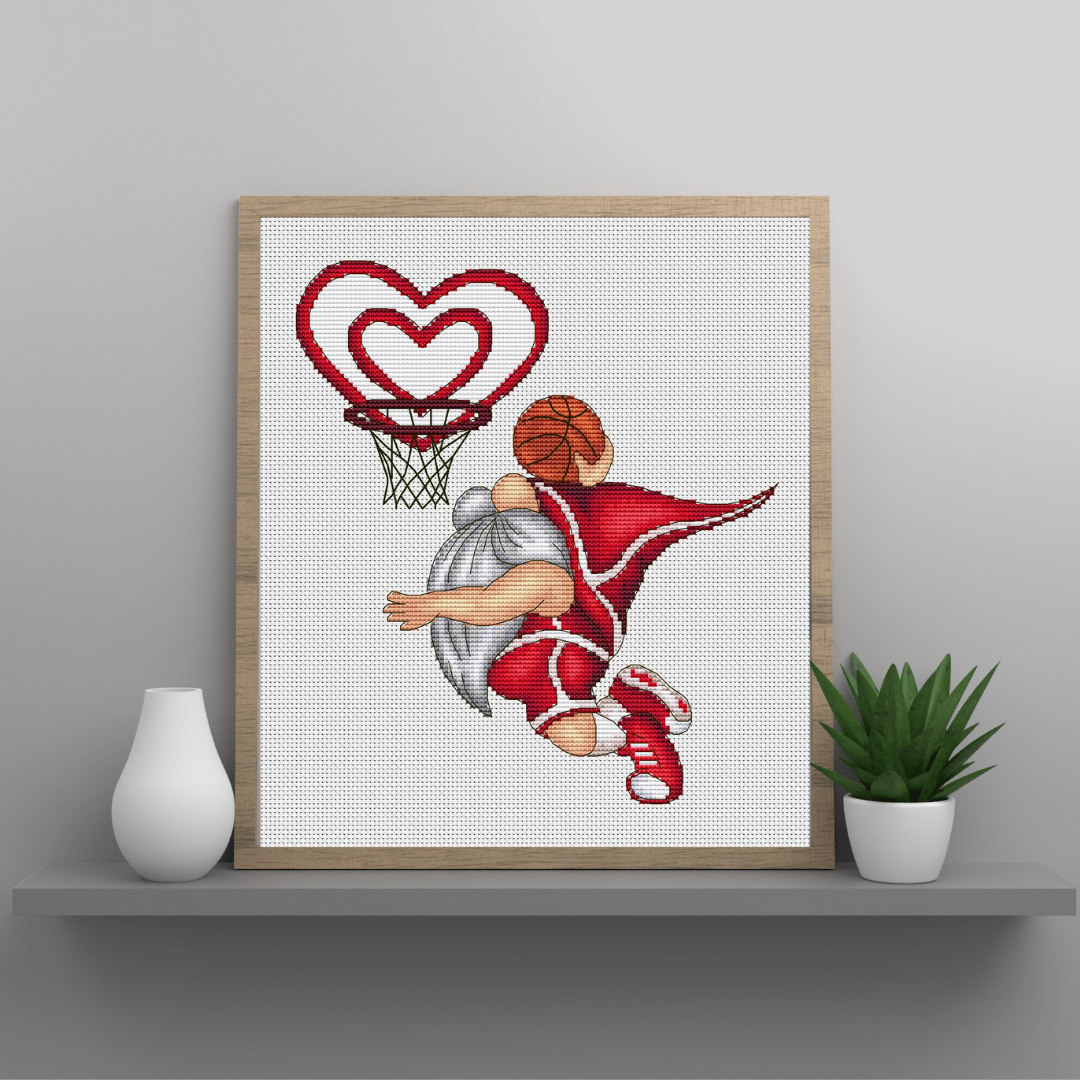 Gnome cross stitch pattern PDF, basketball gnome, sport gnome 1 basketball gnome cross stitch pattern