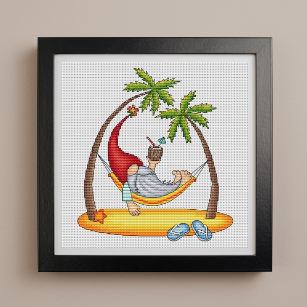 summer gnome cross stitch pattern