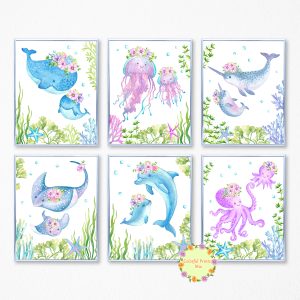Ocean nursery decor, Under the sea print, Nautical Nursery Art, Instant Download