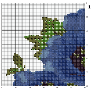 Flowers blue poppy cross stitch pattern 1