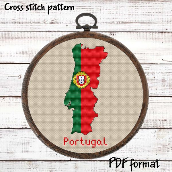 Portugal map Cross Stitch Pattern