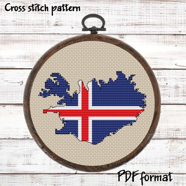 Iceland Map Cross Stitch