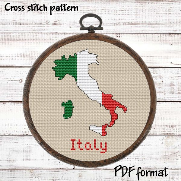 Italy Map Cross Stitch pattern