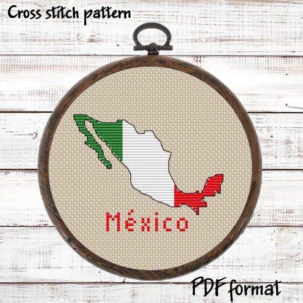 Mexico Map Cross Stitch pattern
