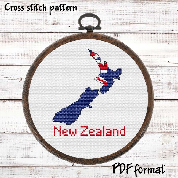 New Zealand map Cross Stitch pattern
