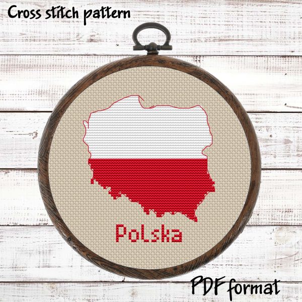 Poland Map Cross Stitch pattern