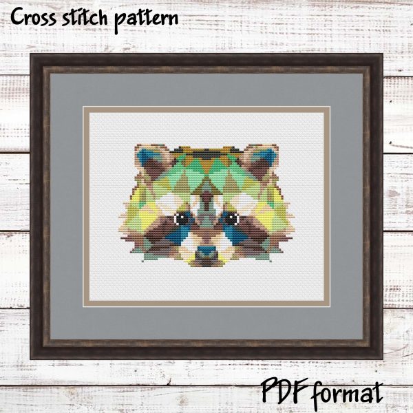 Geometric Raccoon Cross Stitch