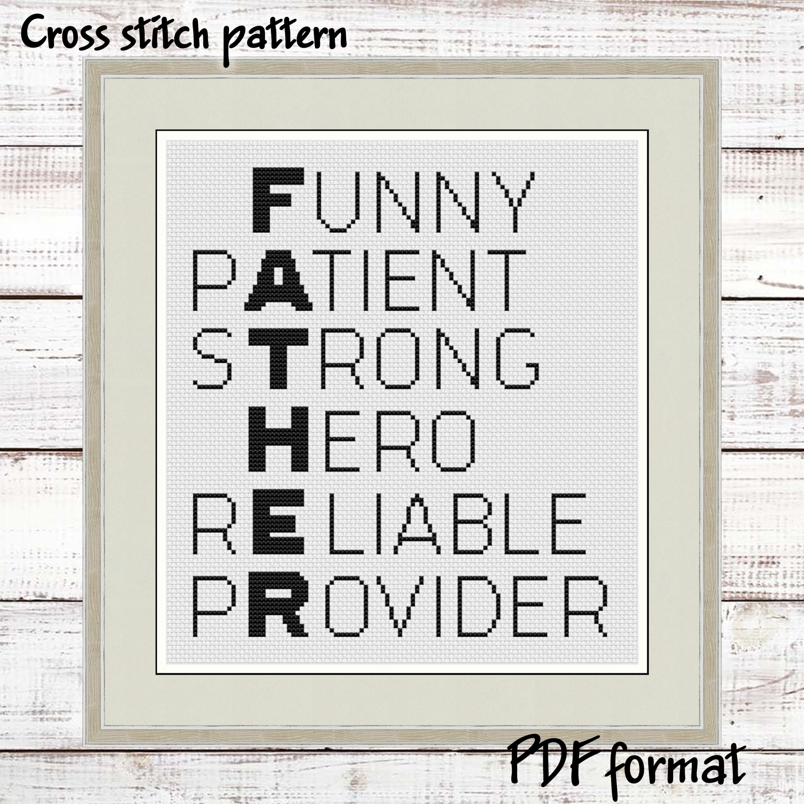 Father Cross Stitch pattern PDF, Father’s Day XStitch design 1 Father’s Day Cross Stitch pattern
