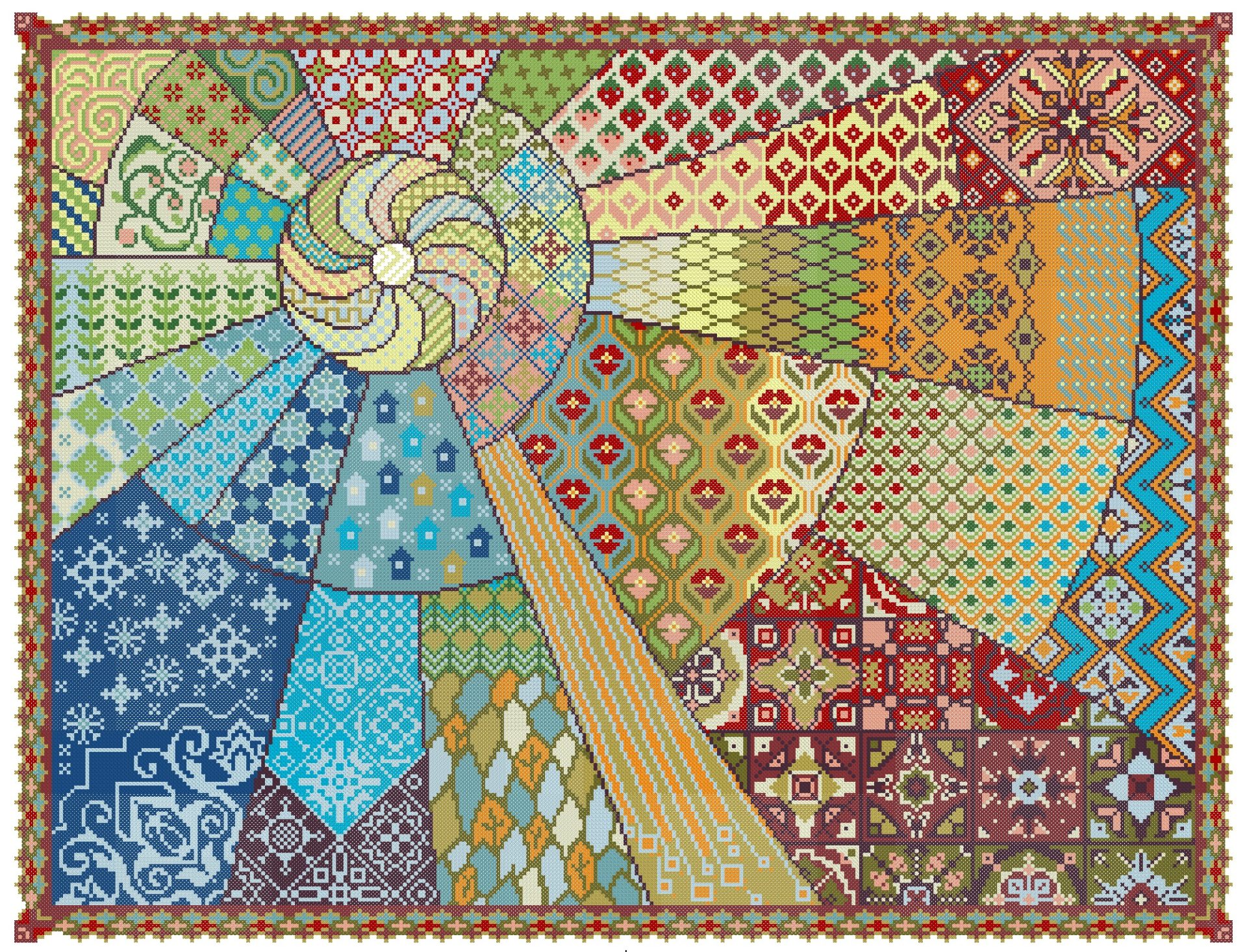 Cross Stitch Pattern Ornament Sunny Year Geometric Patchwork PDF 81 2 Cross Stitch Pattern Ornament Sunny Year Geometric Patchwork PDF 81 - Image 2