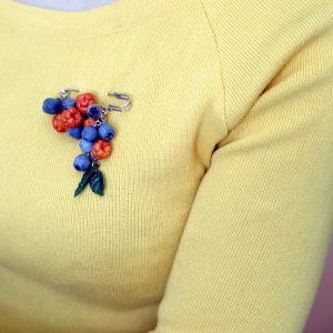 Extravagant magic berry Pin brooch, blueberry brooch, wildberry pin