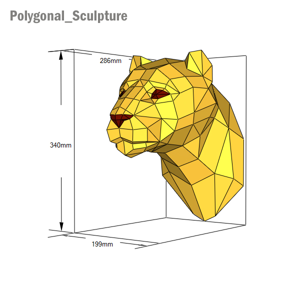 3D Lioness Head PDF Template DIY Papercraft 3 LIONESS TROPHY PDF TEMPLATE