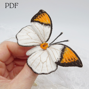 Handmade Marketplace 567 White butterfly Hand embroidery Stumpwork technique PDF