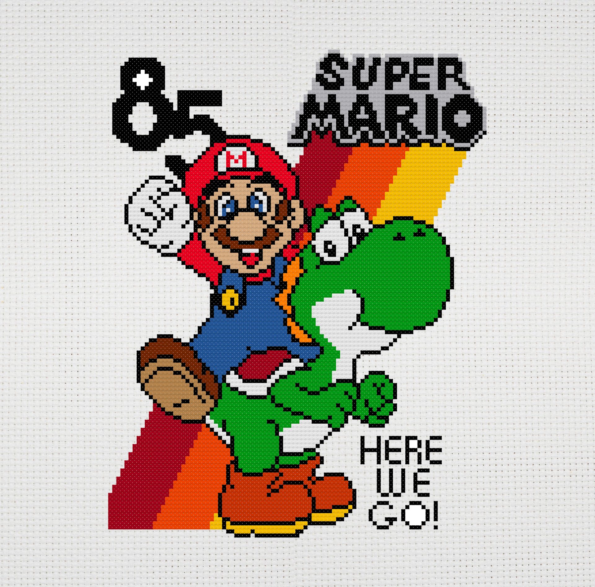 Mario cross stitch pattern PDF. Mario and Yoshi cross stitch 5 Mario and Yoshi cross stitch chart PDF