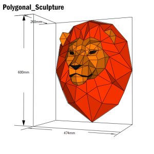 En A4 Lion 60 cm Polygonal Sculpture