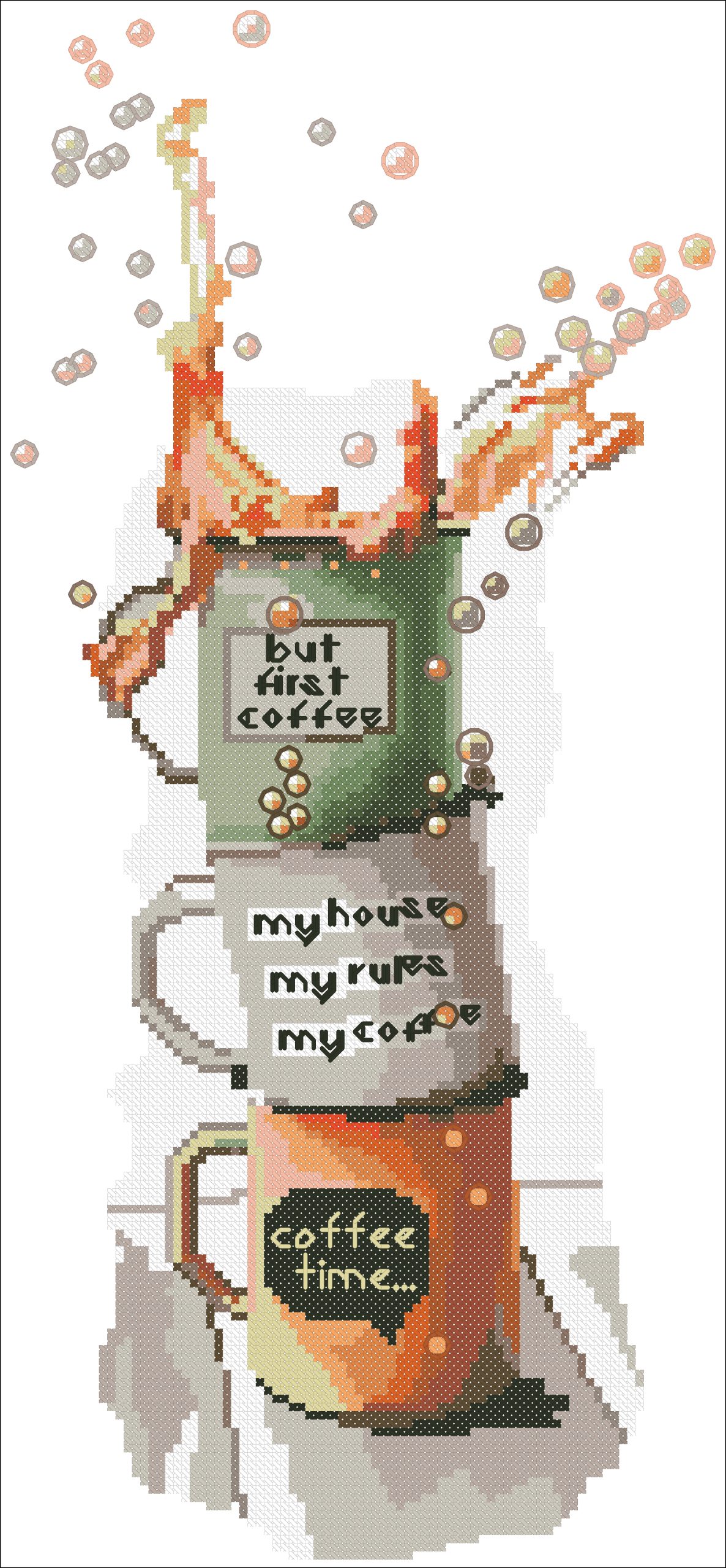 Coffee Cup Cross Stitch Pattern Modern Counted Chart PDF 47 2 Coffee Cup Cross Stitch Pattern Modern Counted Chart PDF 47 - Image 2