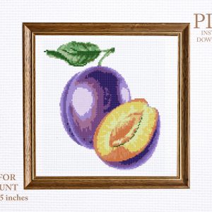Plum cross stitch pattern