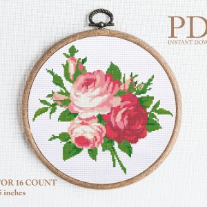 Flowers roses cross stitch pattern PDF