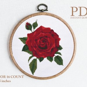 Flower red rose cross stitch pattern