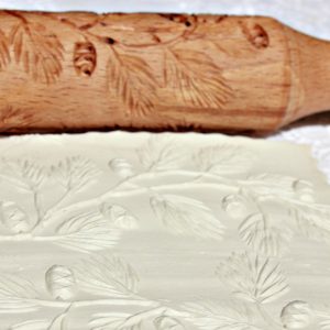rolling pin with a pattern of spruce, pine, dough rolling pins