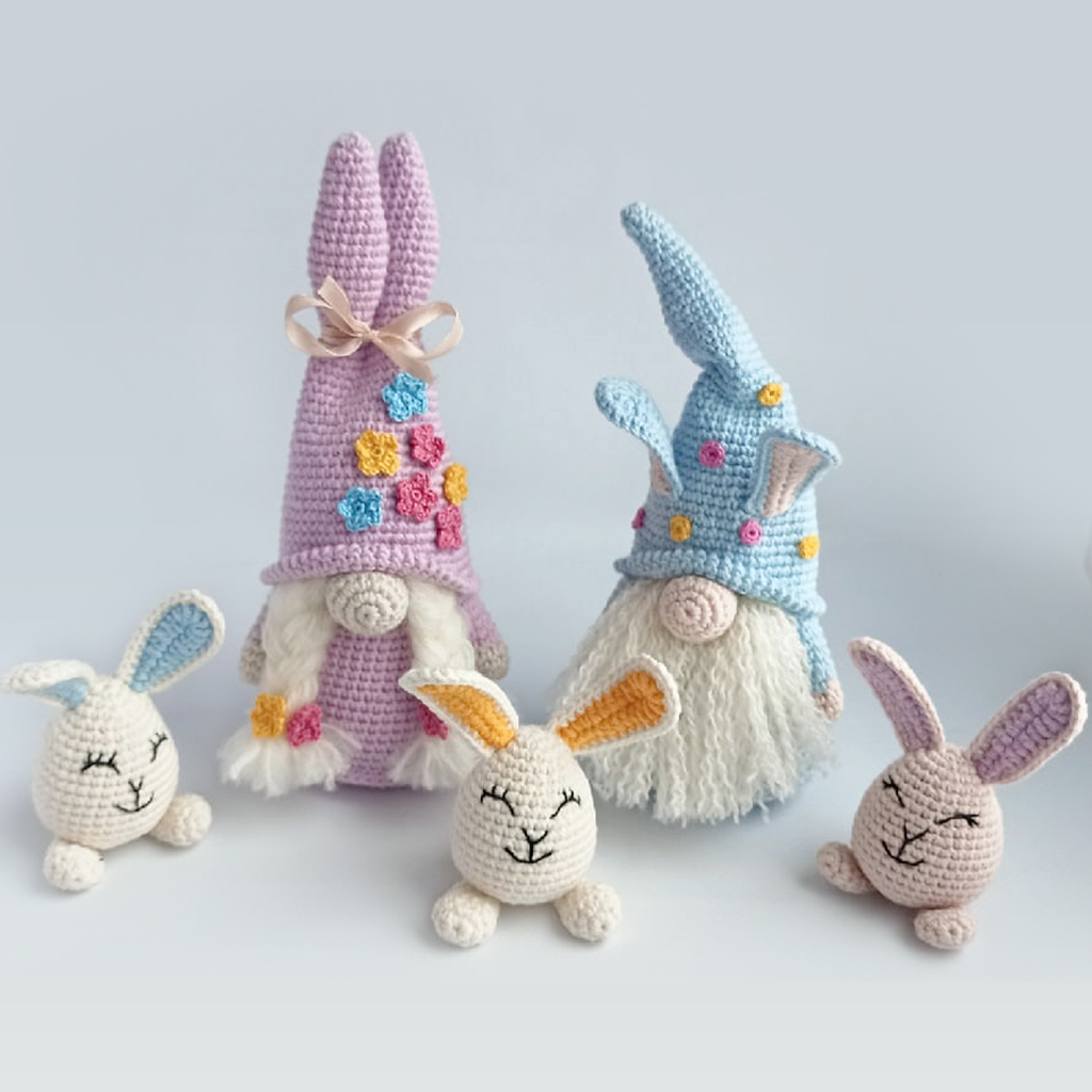 Crochet Easter gnome and bunny pattern, amigurumi Easter decor 5 This crochet pattern can be used to make cute Easter gnomes and Easter bunnies. The template contains a large number of photos of the process. The toy "Easter gnomes" will be a wonderful Easter decoration for your home, as well as an original gift for a holiday.