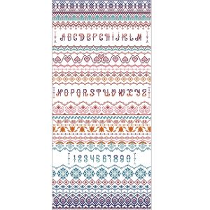 Sampler Cross Stitch Pattern Alphabet Primitive Ornament 67