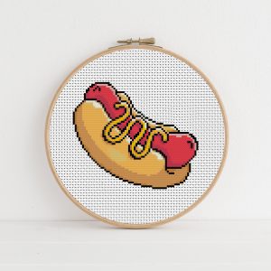 hot dog cross stitch