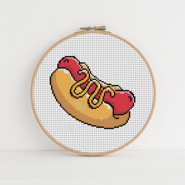 hot dog cross stitch