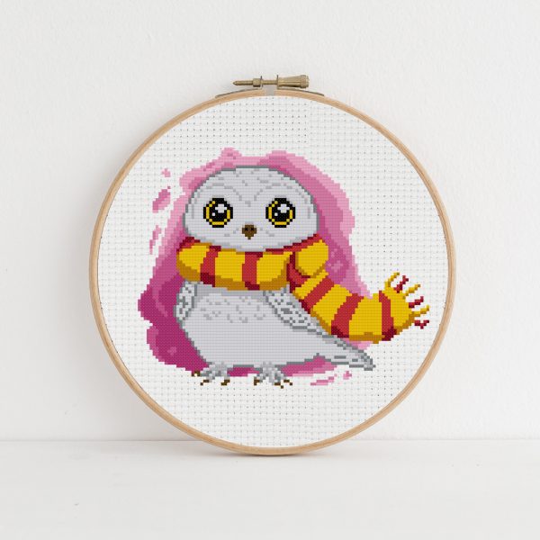 Cute Harry Potter owl cross stitch pattern PDF.