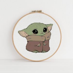 baby yoda cross stitch pattern