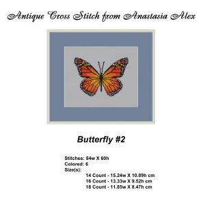 Butterfly Cross Stitch 2 Pattern PDF Modern Funny Insect Color