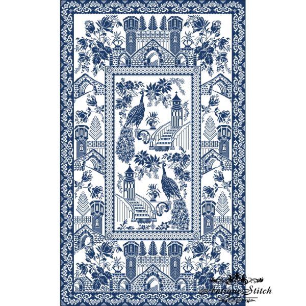 Antique Sampler-Peacock Garden