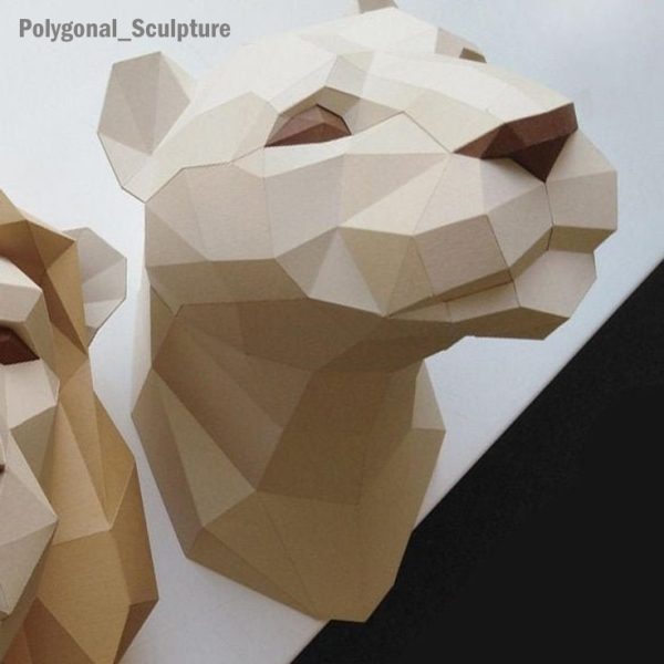 En A4Lioness Polygonal Sculpture