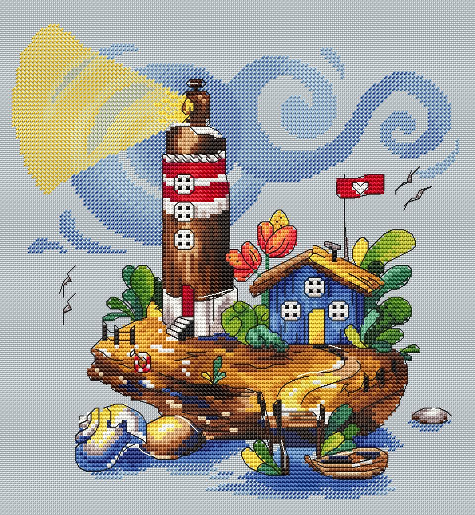 Lighthouse Cross Stitch Pattern, Seascape cross stitch 3 Lighthouse Cross Stitch Pattern, Seascape cross stitch - Image 3