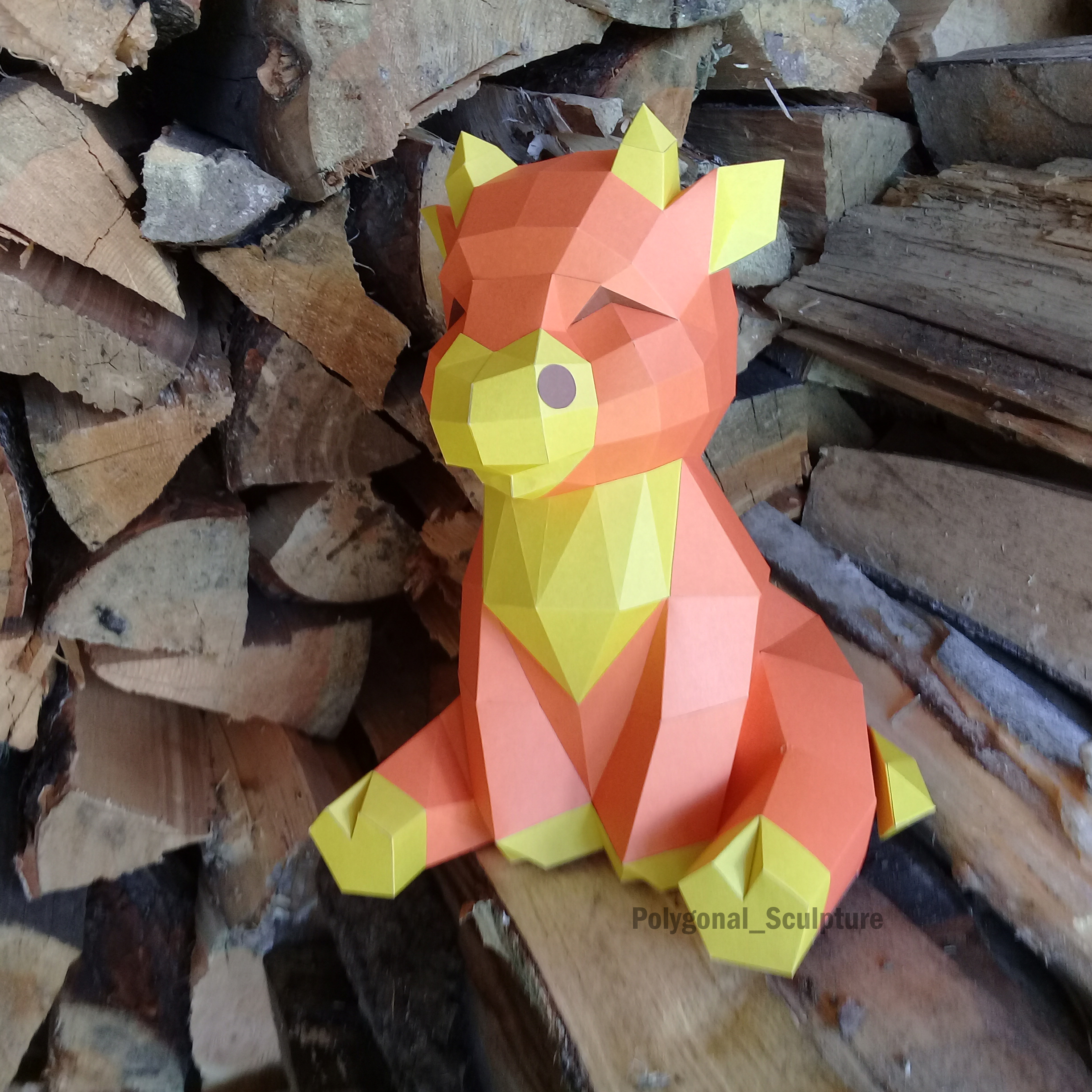 3D Little Bull PDF Template DIY Papercraft 2 En A4 bull Polygonal Sculpture