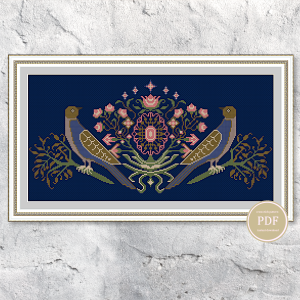Fraktur Cross Stitch Pattern Birds Sampler Instant Download PDF 113