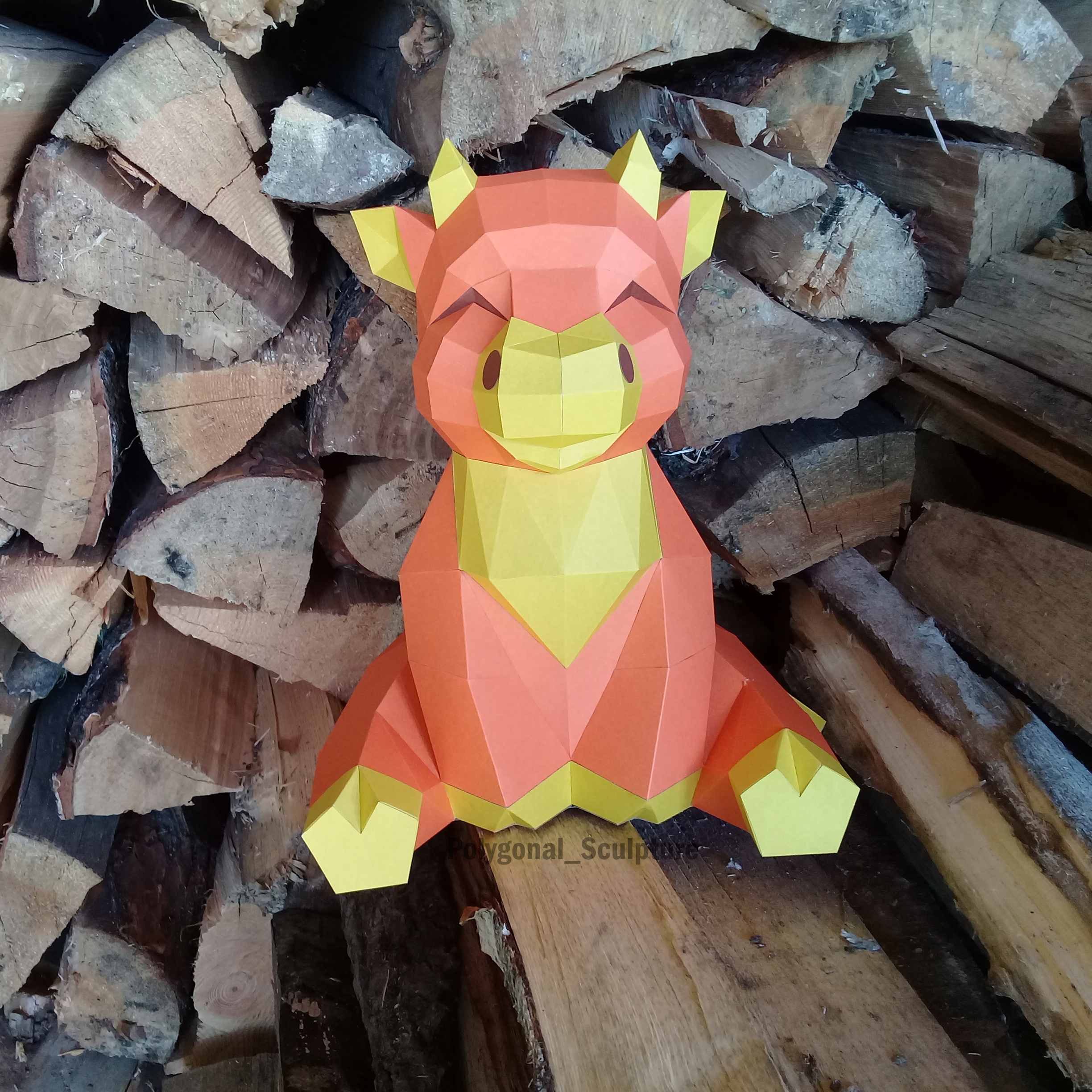 3D Little Bull PDF Template DIY Papercraft 1 En A4 bull Polygonal Sculpture