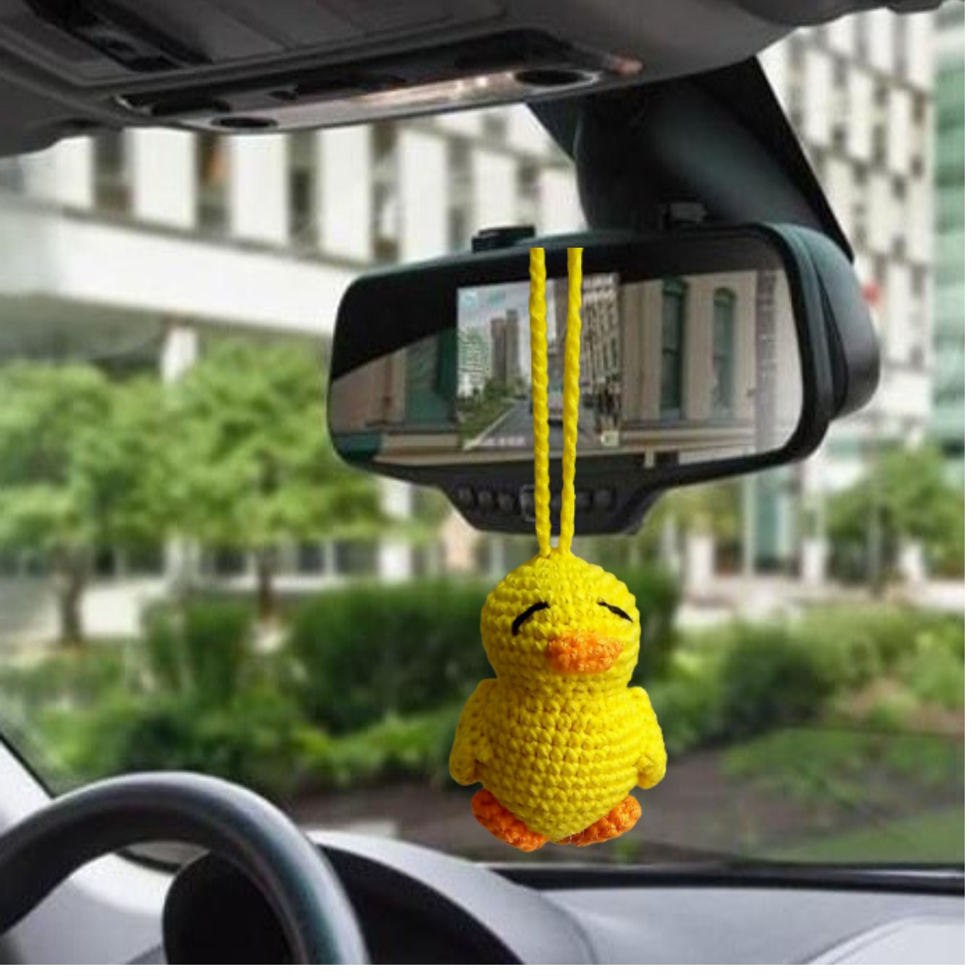 Crochet Chicken Charm Easter Hen Toy Car Rear View Mirror
