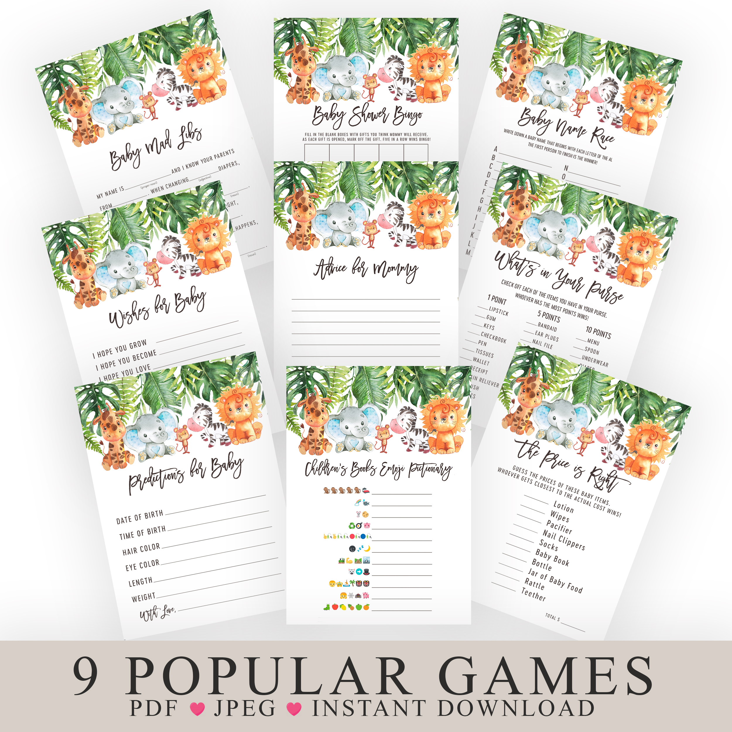 Forest Animals Baby Shower Games, Printable Games, Baby Games Pack, Instant  download - Crealandia