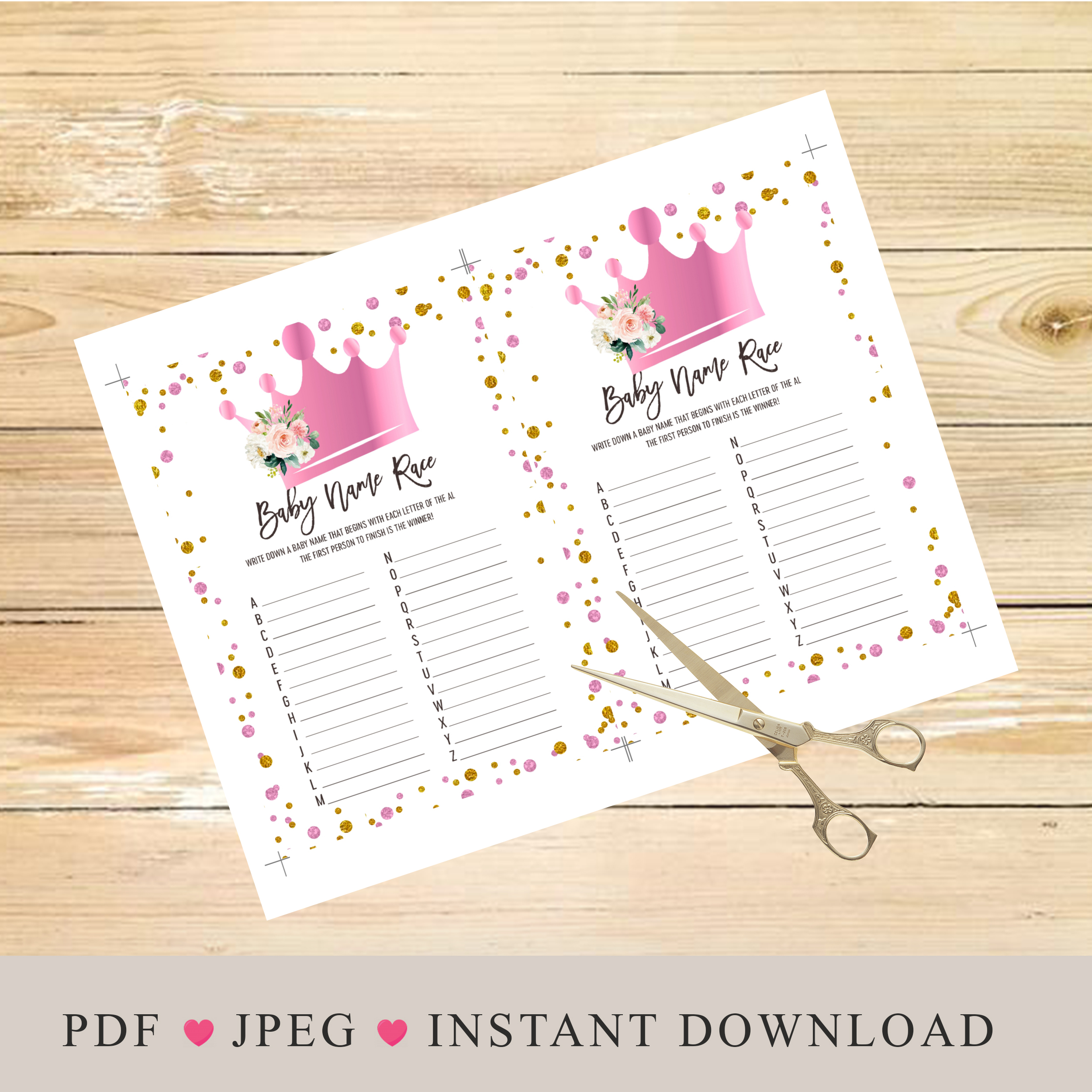 Crown Princess Baby Shower Games, Printable Games, Baby Games Pack, Instant  download - Crealandia