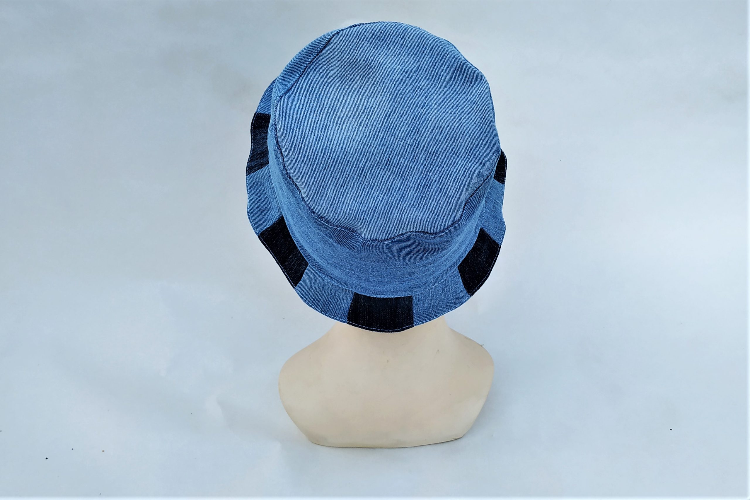 Patchwork Denim Bucket Hat Recycled Jeans Upcycled 