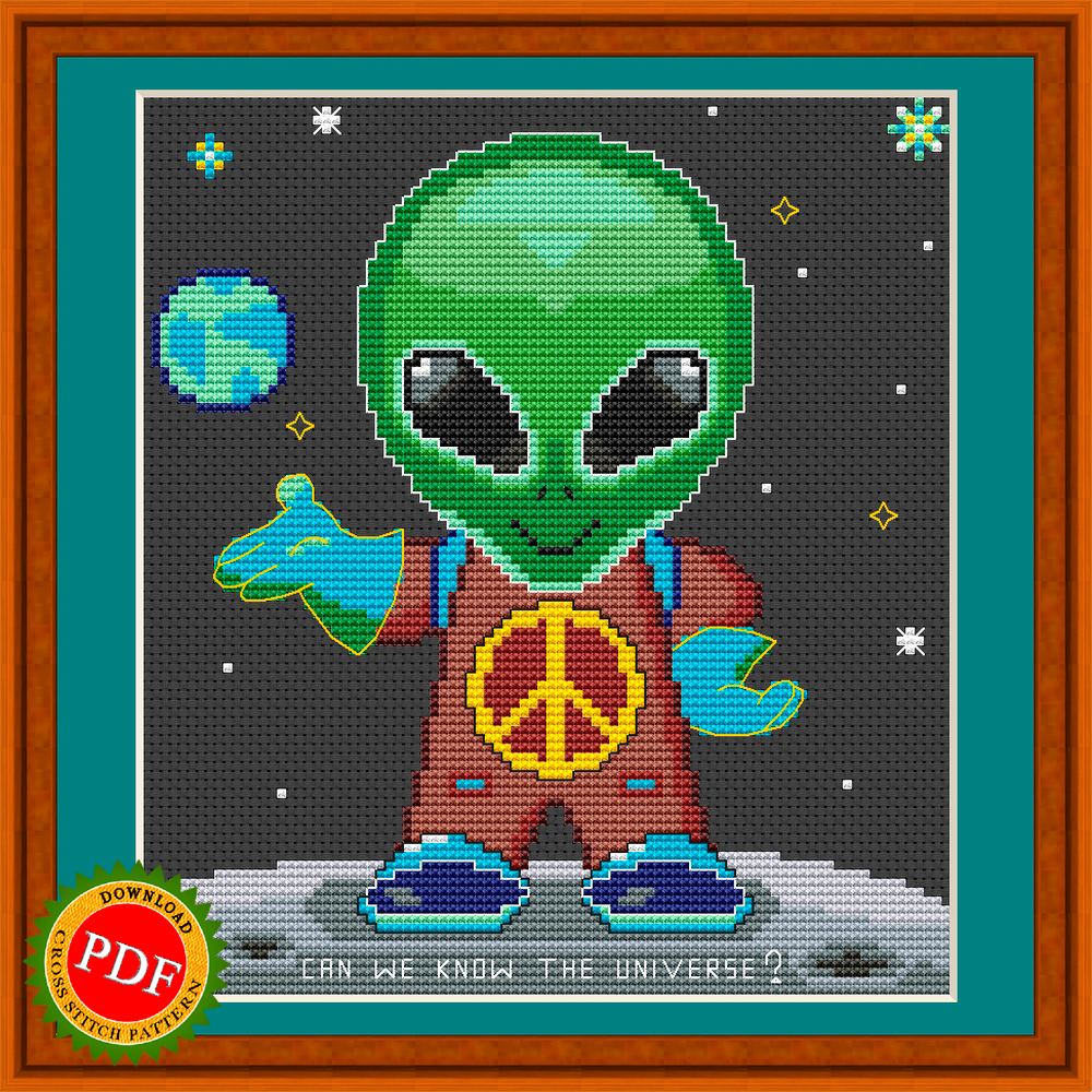 Alien Cross Stitch Pattern | Alien visitor | Extraterrestrial 1 Alien