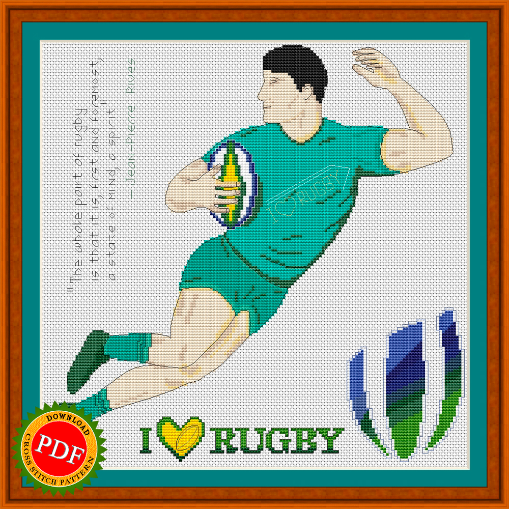Rugby Cross Stitch Pattern | Rugby Union | Rugby Player 1 Rugby