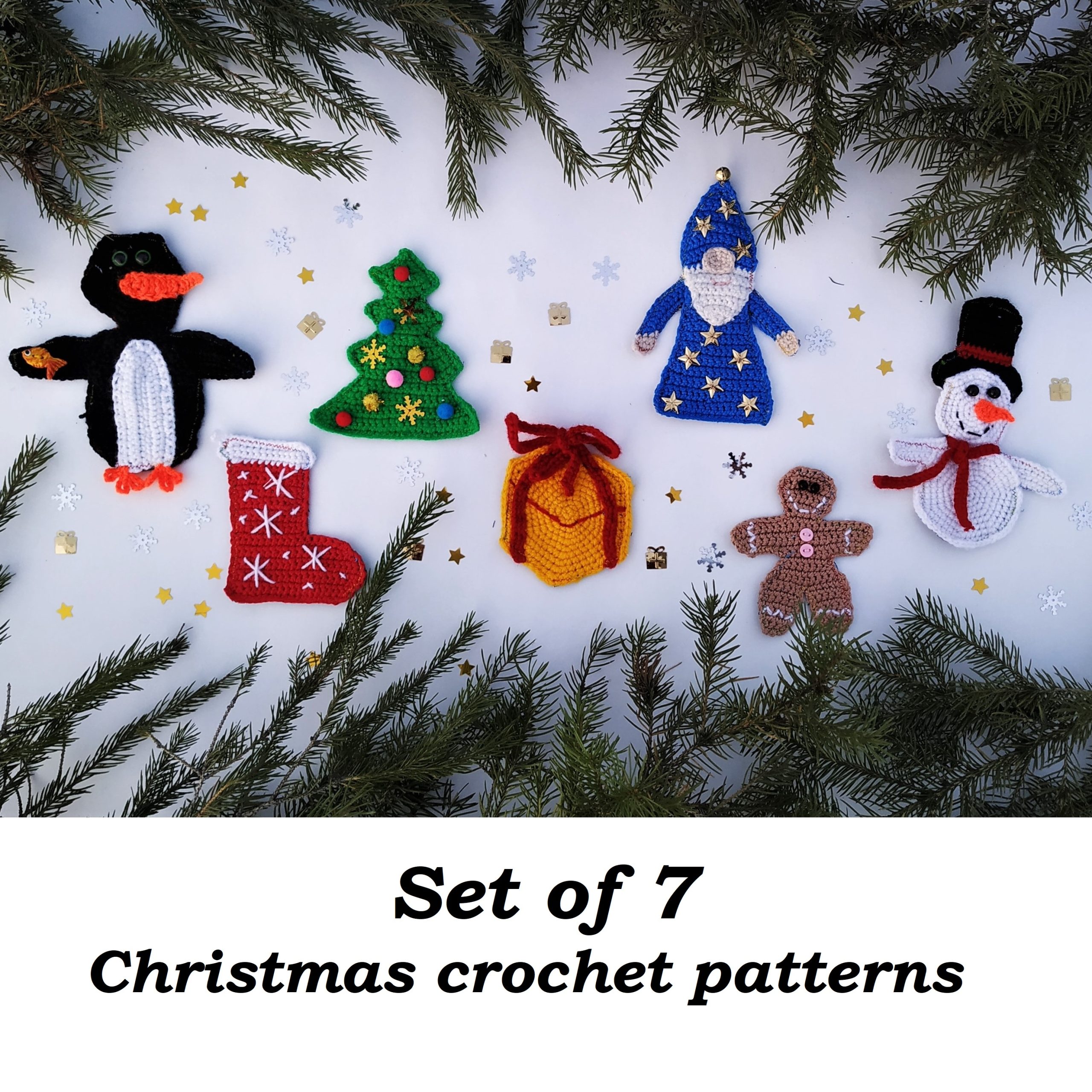 Crochet Christmas applique pattern, Christmas crochet applique pattern, Christmas crochet pattern