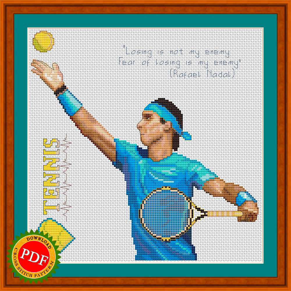 Tennis Cross Stitch Pattern | Tennis Player 1 Tennis